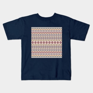 Aztec Essence Pattern II Blue Red Gld Crm Kids T-Shirt